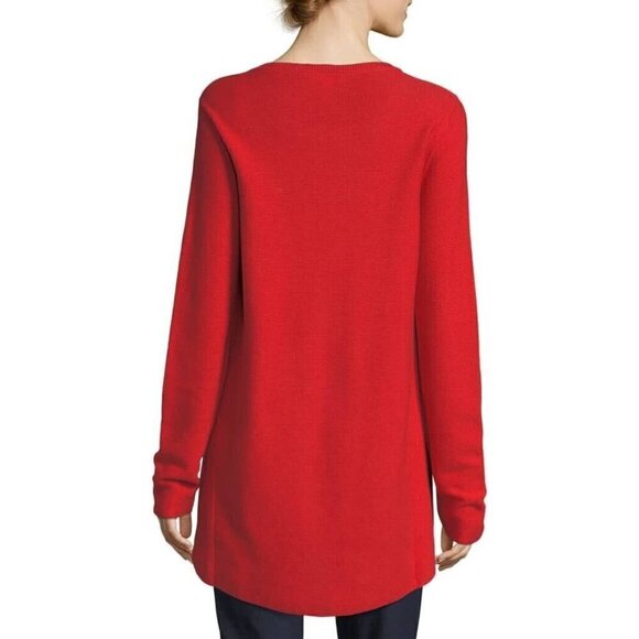 Eileen Fisher Sz PP PXS 2P 4P Red Peruvian Organic Cotton Link Tunic Sweater - Picture 5 of 12